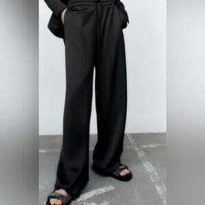 NWT Wide Leg Satin Effect Black Zara Pants XXL
